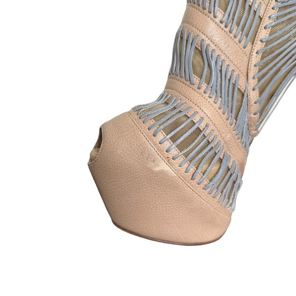 Christian Louboutin Pink and Cream Ankle Booties with Stiletto Heel - Picture 5 of 16